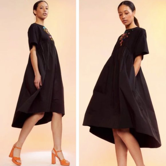 New Cynthia Rowley Jeweled Gemstone Gem Stone Hi Low Black T-Shirt Tee Dress - Picture 4 of 16